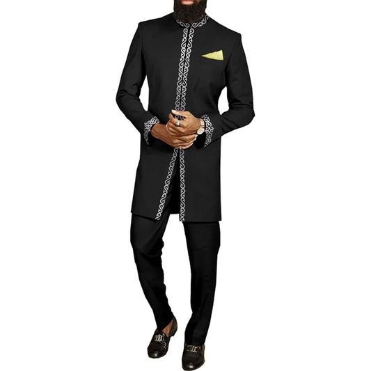 Men African Suits Single Breasted Jacket and Pant Formal Outfits MS032