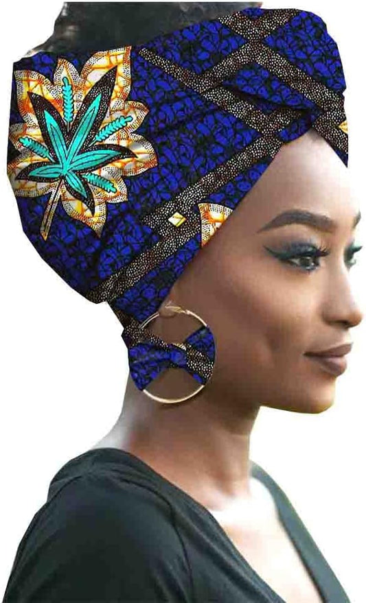 Fashion African Head wraps Earrings 2 Piece Sets for Women