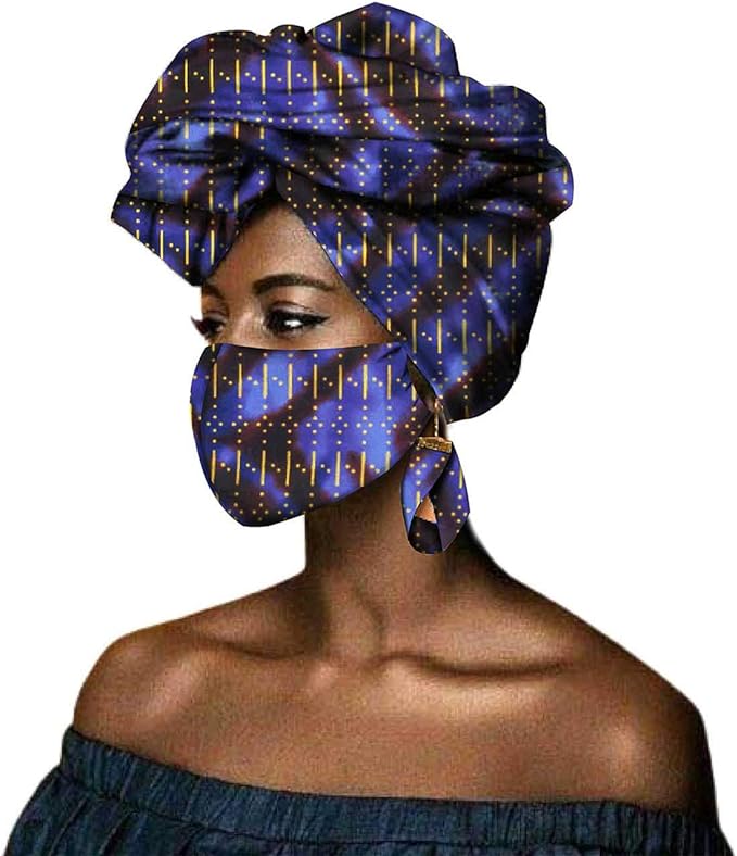 African Head scarf Print Ankara Bandana Match Earrings