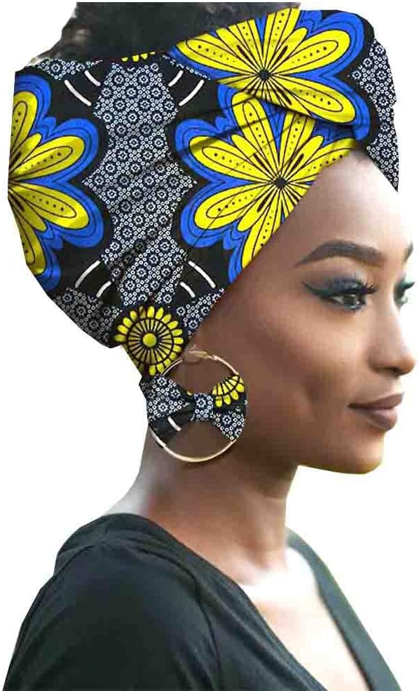 Fashion African Head wraps Earrings 2 Piece Sets for Women