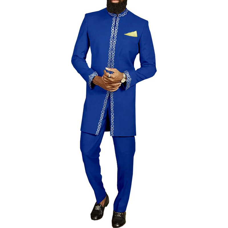 Men African Suits Single Breasted Jacket and Pant Formal Outfits MS032