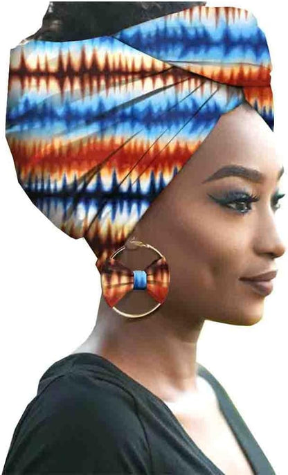 Fashion African Head wraps Earrings 2 Piece Sets for Women