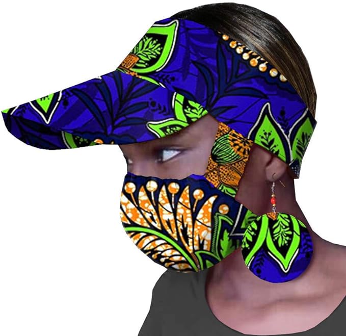 African Accessories Hat Brand Print Ankara Match Print Mask