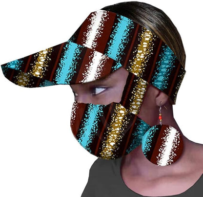 African Accessories Hat Brand Print Ankara Match Print Mask