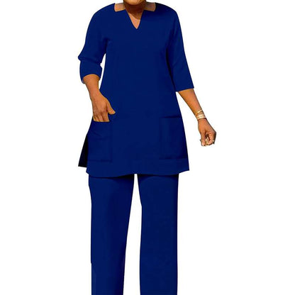 African Suits for Women Short Sleeve Shirt and Pants Casual Tracksuit