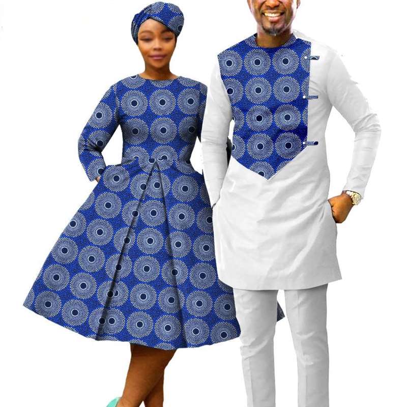 Couple Clothes African Print Dresses Match Outfits Men Sets