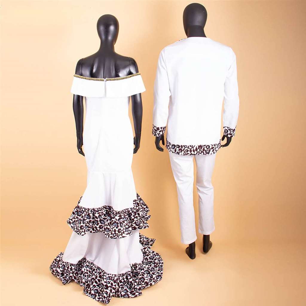 African Women Long Dresses Match Men Kaftan Outfits CC090