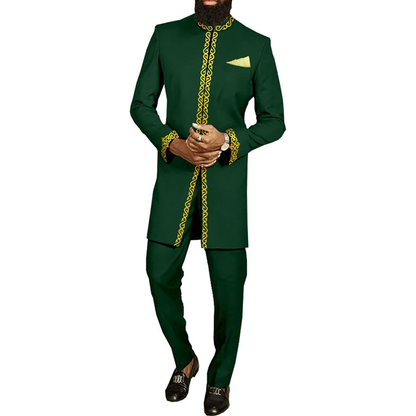 Men African Suits Single Breasted Jacket and Pant Formal Outfits MS032