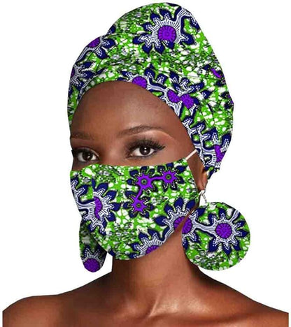 Headscarf Print Ankara Bandana Match Earrings