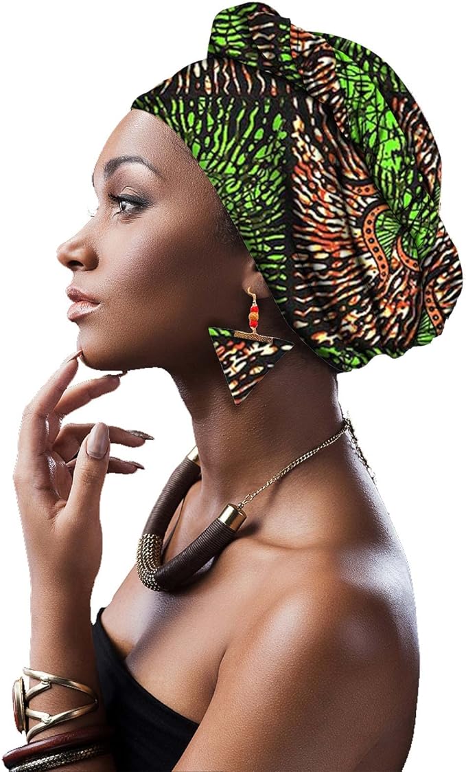 Women African Head scarf Nigerian Headtie with Earring HD128