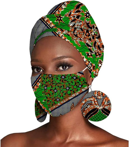 Headscarf Print Ankara Bandana Match Earrings