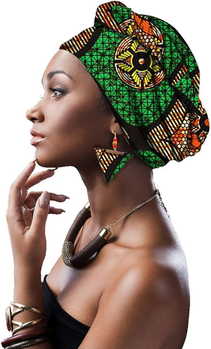 Women African Head scarf Nigerian Headtie with Earring HD128