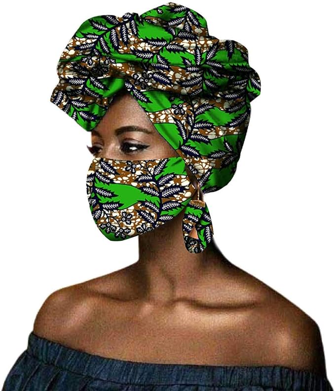 African Head scarf Print Ankara Bandana Match Earrings