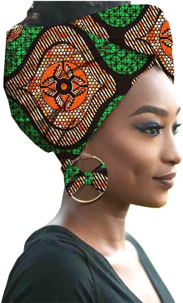 Fashion African Head wraps Earrings 2 Piece Sets for Women