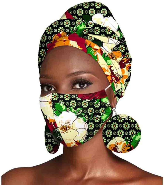 Headscarf Print Ankara Bandana Match Earrings