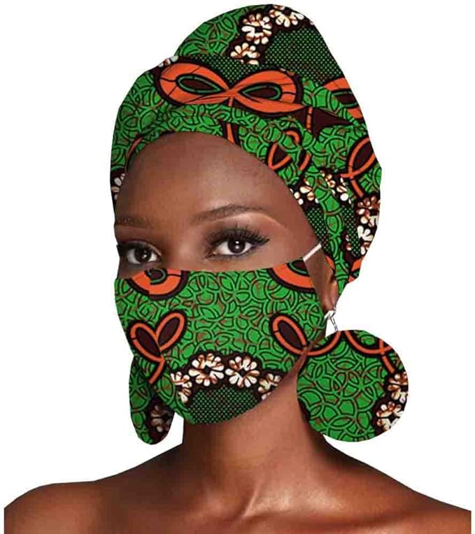 Headscarf Print Ankara Bandana Match Earrings