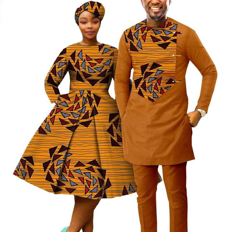 Couple Clothes African Print Dresses Match Outfits Men Sets