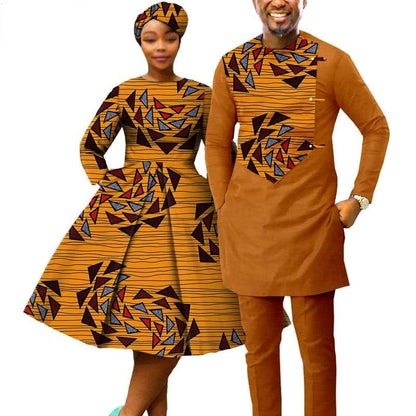 Couple African Print Dresses Match Outfits Men Sets CC003-2