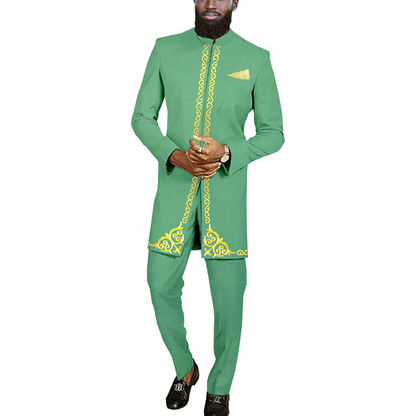 African Clothes Blazer and Pants 2 Pieces Set For Man MS035