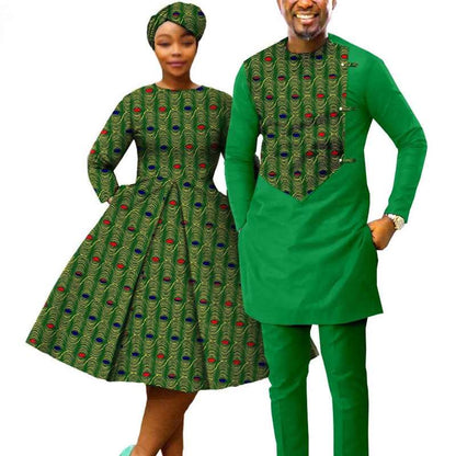 Couple Clothes African Print Dresses Match Outfits Men Sets