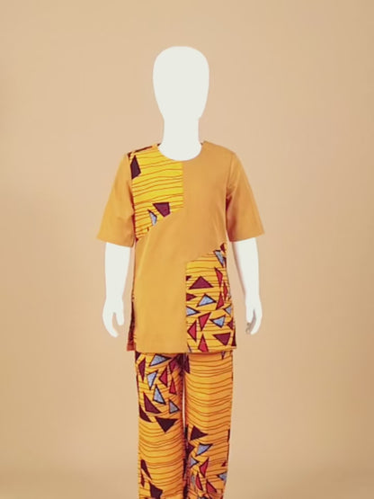 Summer Cotton Ankara Print Outfits for Boys | Top and Pant Sets