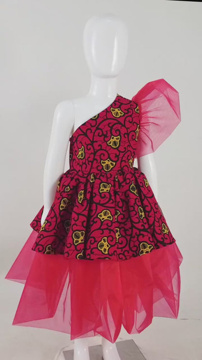 Kids African Clothes Ankara Print Voile Dresses Party