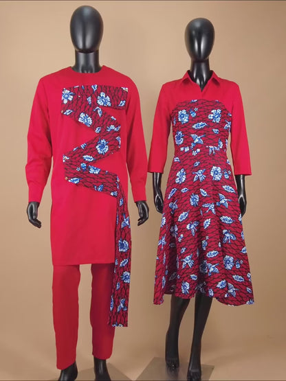 Couples African Clothes Women Dresses with Men suits CC006-1