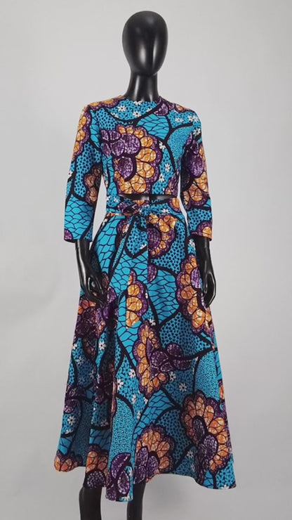 Women African Clothes Print Crop Top and Long Skirts Attire FMS008