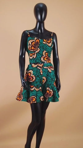 African Clothes Crop Tops and Mini Skirts Print Outfits