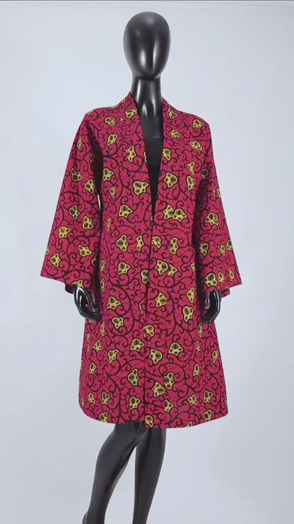 Women African Coat Open Front Long Blouse Ankara Print Jacket CJ005