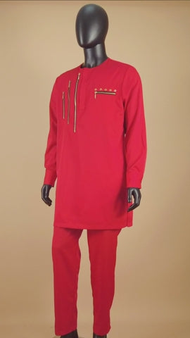 African Clothes for Men Zip Jacket and Pants Outfits