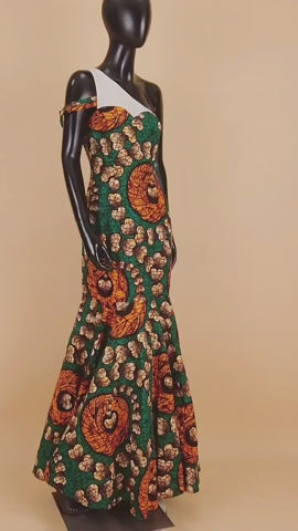 Women African Dresses Ankara Print Long Maxi Dress High Waist