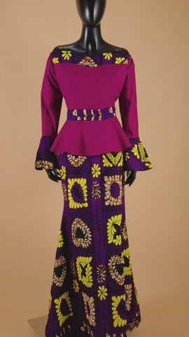 African Clothes Print Strapless Top and Lace Skirts Outfits