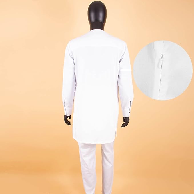 Men African Suits Traditional Full Sleeve Long Shirts and Pants Set