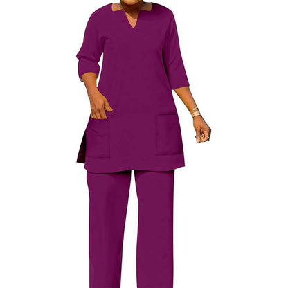 African Suits for Women Short Sleeve Shirt and Pants Casual Tracksuit