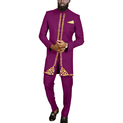 African Clothes Blazer and Pants 2 Pieces Set For Man MS035