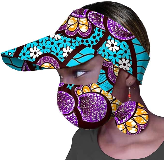 African Accessories Hat Brand Print Ankara Match Print Mask