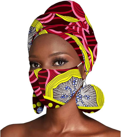 Headscarf Print Ankara Bandana Match Earrings