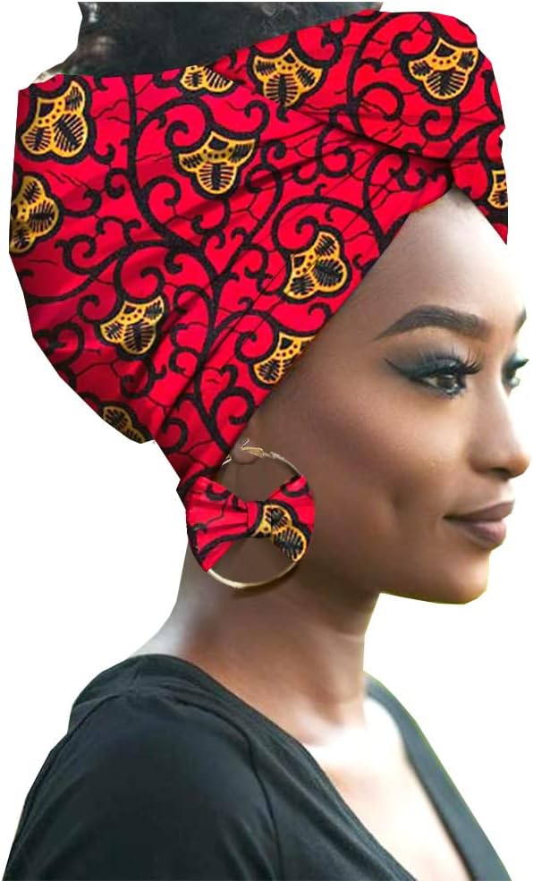 Fashion African Head wraps Earrings 2 Piece Sets for Women