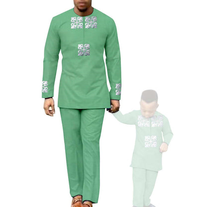 African clothes Men and Boys Suit Top and Pants Robe Sets Outfits