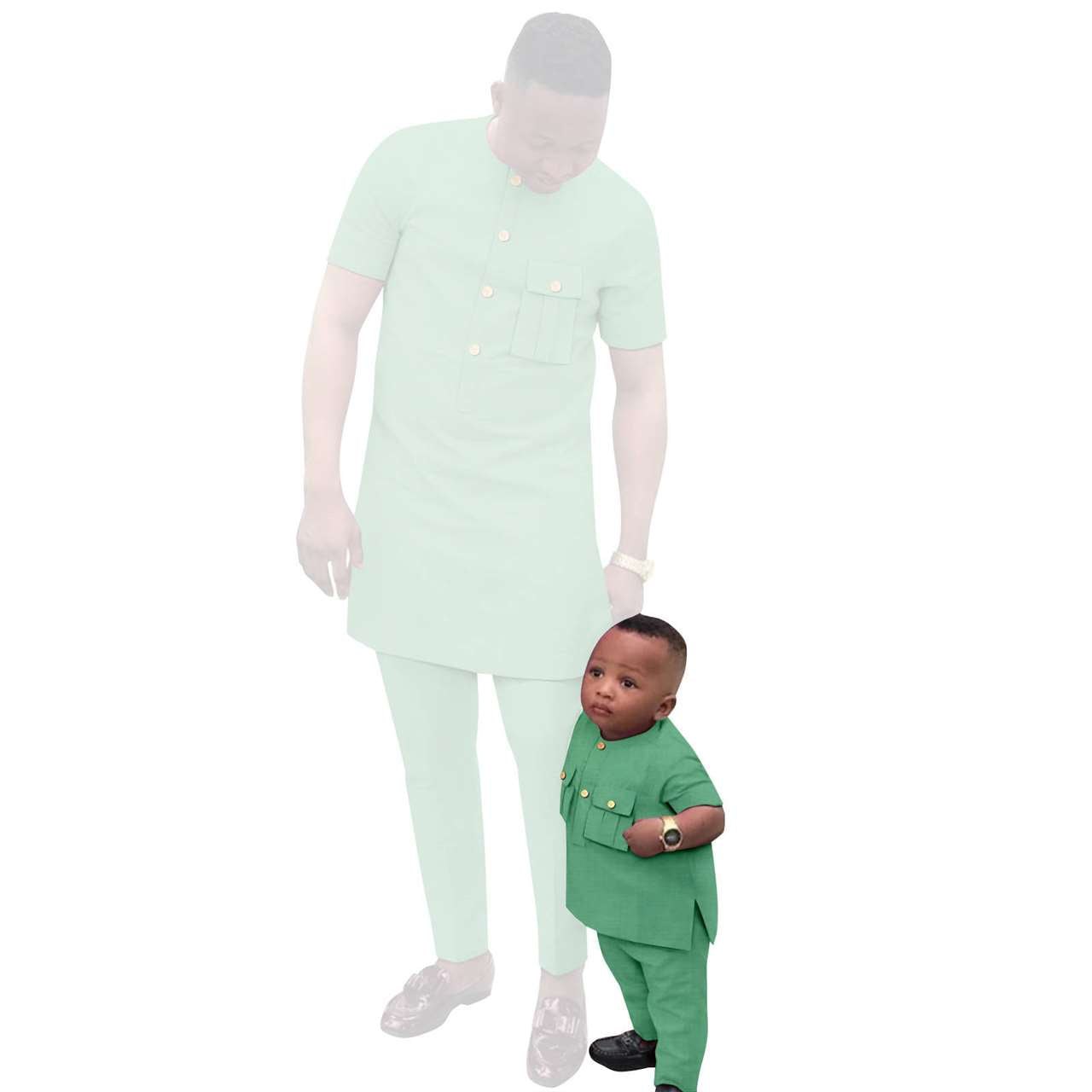 Father and Son Summer Dashiki Short Sleeve Top and Pant Sets