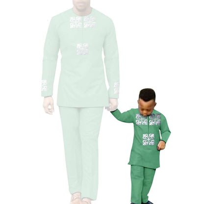 African clothes Men and Boys Suit Top and Pants Robe Sets Outfits