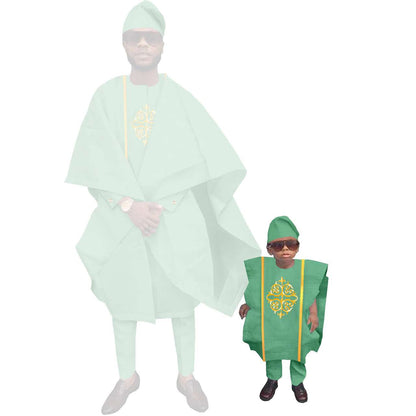 Family Outfits Father and Son Hat Robe Top and Pant Sets