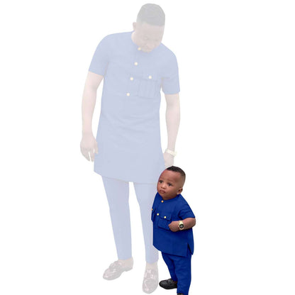 Father and Son Summer Dashiki Short Sleeve Top and Pant Sets