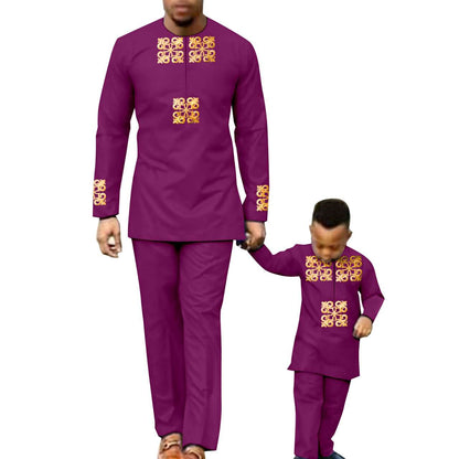 African clothes Men and Boys Suit Top and Pants Robe Outfits FM026-1