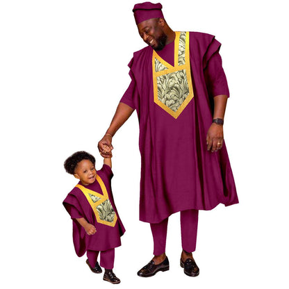 Father and Son Outfits Appliques Top and Pants Sets