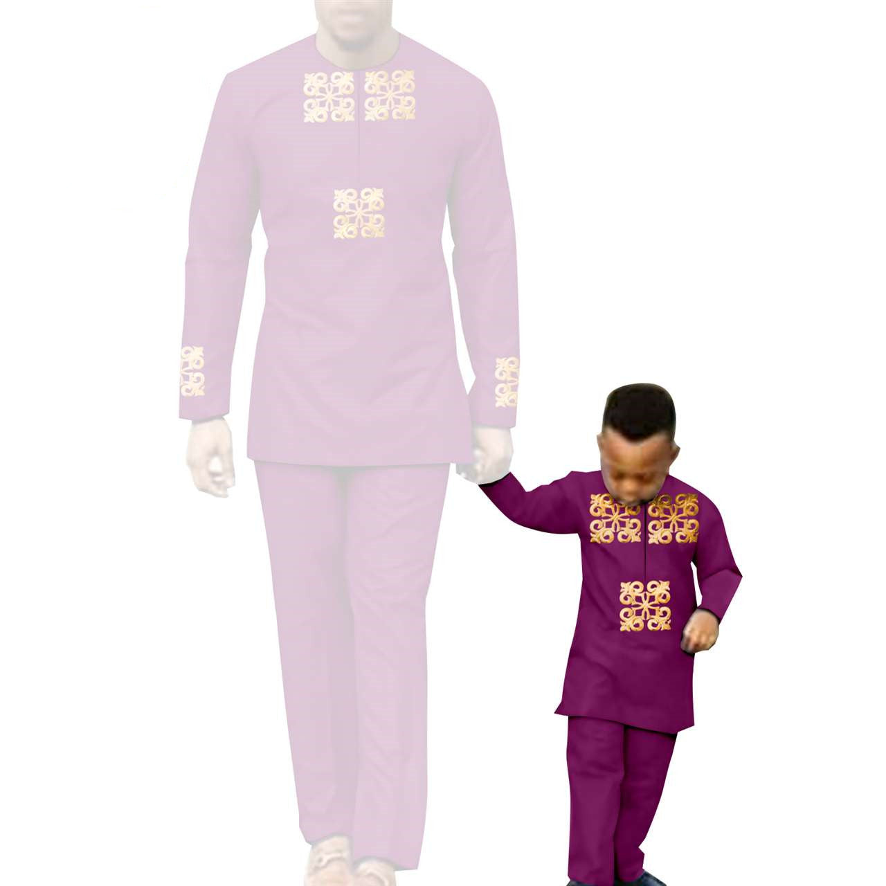 African clothes Men and Boys Suit Top and Pants Robe Outfits FM026-1