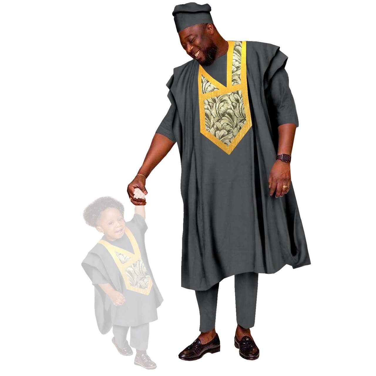 Father and Son Outfits Appliques Top and Pants Sets