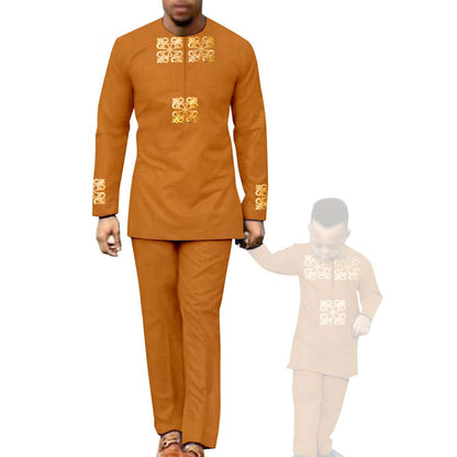 African clothes Men and Boys Suit Top and Pants Robe Outfits FM026-1