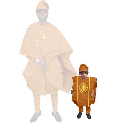 Family Outfits Father and Son Hat Robe Top and Pant Sets FM021-1